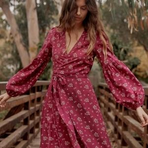 Christy Dawn Bergen Dress In Magenta Floral Bouquet Sz L